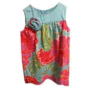 Lilly Pulitzer Aqua and Pink Floral Dress Size 3